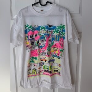 90s Vintage Graphic TShirt Hand Drawn Single Stitch Souvenir Tee